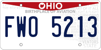 OH license plate FWO5213