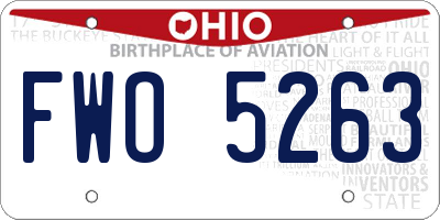 OH license plate FWO5263