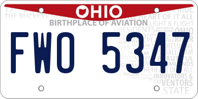 OH license plate FWO5347