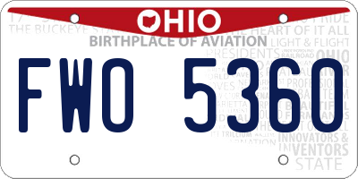 OH license plate FWO5360