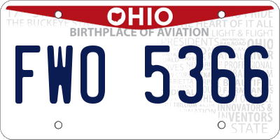 OH license plate FWO5366