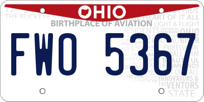 OH license plate FWO5367