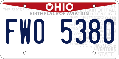 OH license plate FWO5380