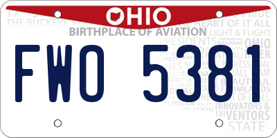 OH license plate FWO5381