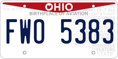 OH license plate FWO5383