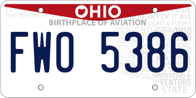 OH license plate FWO5386