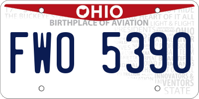 OH license plate FWO5390