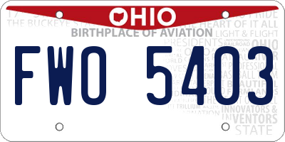 OH license plate FWO5403
