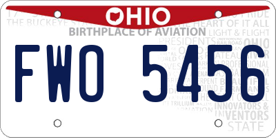 OH license plate FWO5456