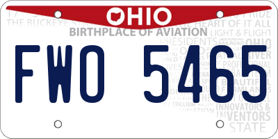OH license plate FWO5465