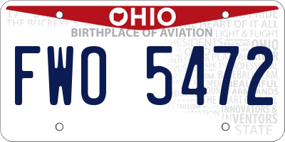 OH license plate FWO5472