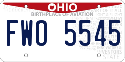 OH license plate FWO5545