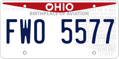 OH license plate FWO5577