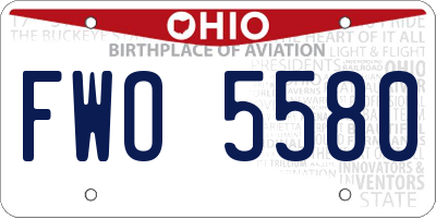 OH license plate FWO5580