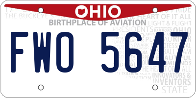 OH license plate FWO5647
