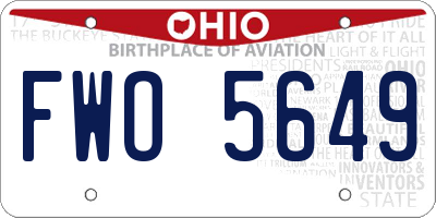 OH license plate FWO5649