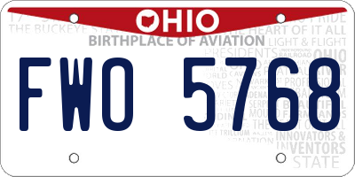 OH license plate FWO5768