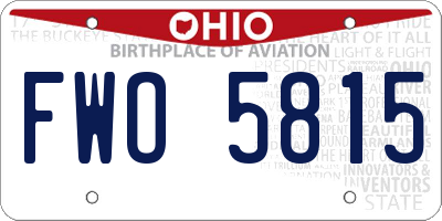 OH license plate FWO5815