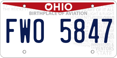 OH license plate FWO5847