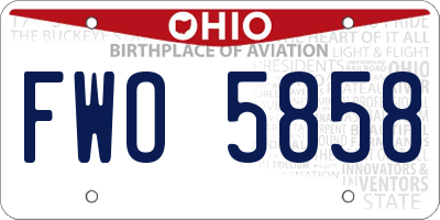 OH license plate FWO5858