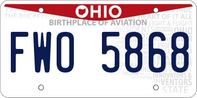 OH license plate FWO5868