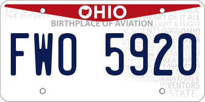 OH license plate FWO5920