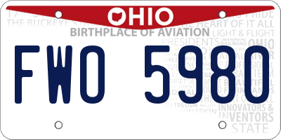 OH license plate FWO5980