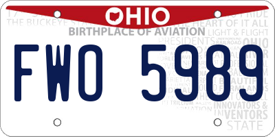 OH license plate FWO5989