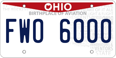 OH license plate FWO6000