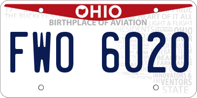 OH license plate FWO6020
