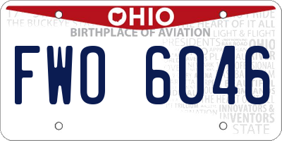 OH license plate FWO6046