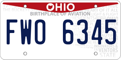 OH license plate FWO6345