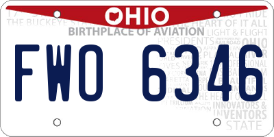 OH license plate FWO6346