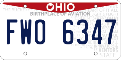 OH license plate FWO6347