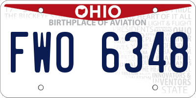OH license plate FWO6348
