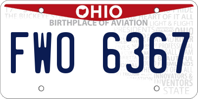 OH license plate FWO6367