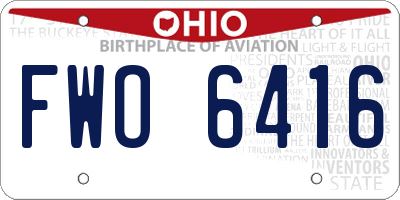OH license plate FWO6416