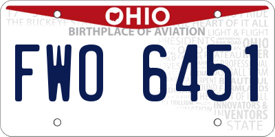 OH license plate FWO6451