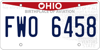 OH license plate FWO6458
