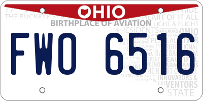 OH license plate FWO6516
