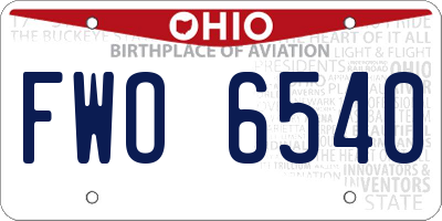 OH license plate FWO6540