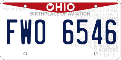OH license plate FWO6546