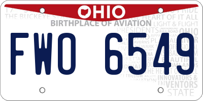 OH license plate FWO6549