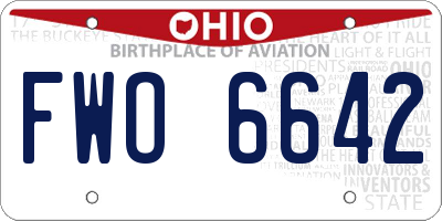 OH license plate FWO6642