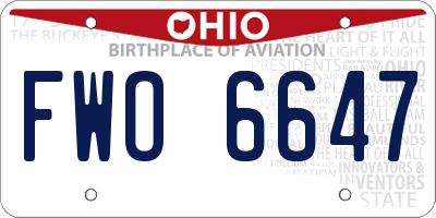 OH license plate FWO6647