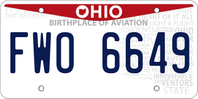OH license plate FWO6649