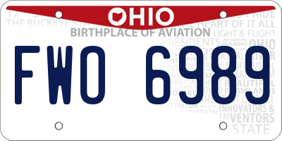 OH license plate FWO6989
