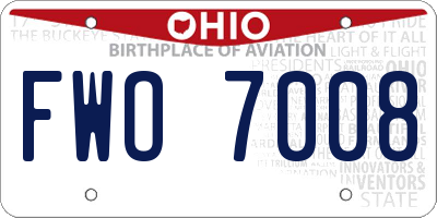 OH license plate FWO7008