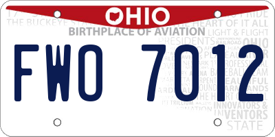 OH license plate FWO7012