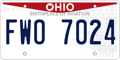 OH license plate FWO7024